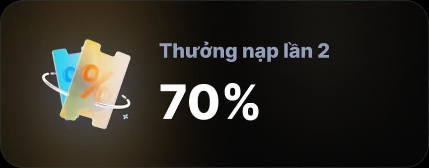 Bonus de 70 % sur votre 2e dépôt